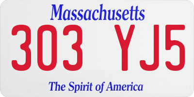 MA license plate 303YJ5