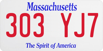 MA license plate 303YJ7