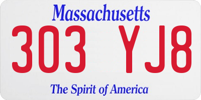 MA license plate 303YJ8