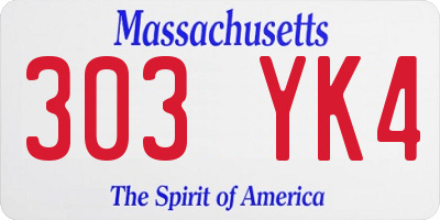 MA license plate 303YK4