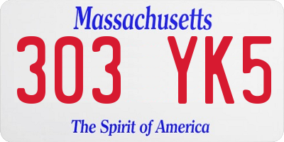 MA license plate 303YK5