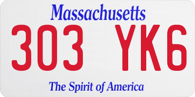 MA license plate 303YK6