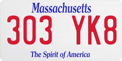 MA license plate 303YK8