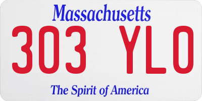 MA license plate 303YL0