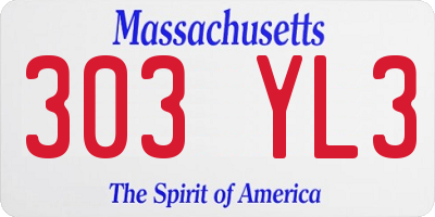 MA license plate 303YL3