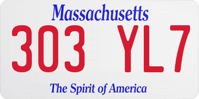 MA license plate 303YL7