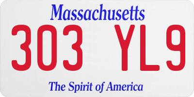 MA license plate 303YL9