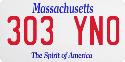 MA license plate 303YN0
