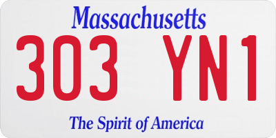 MA license plate 303YN1