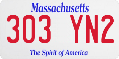 MA license plate 303YN2