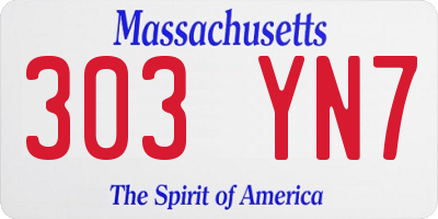 MA license plate 303YN7
