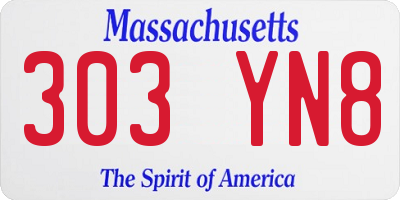MA license plate 303YN8