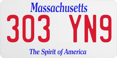 MA license plate 303YN9
