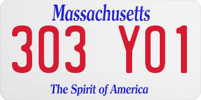 MA license plate 303YO1