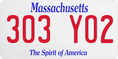 MA license plate 303YO2