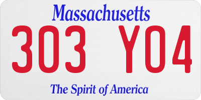 MA license plate 303YO4