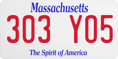 MA license plate 303YO5