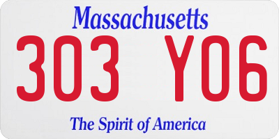 MA license plate 303YO6