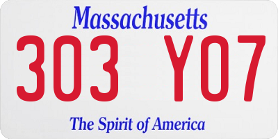 MA license plate 303YO7