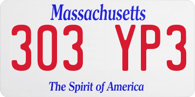 MA license plate 303YP3