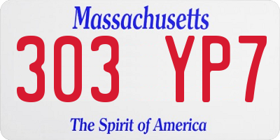 MA license plate 303YP7