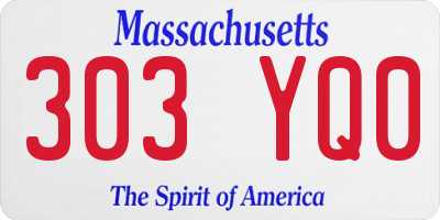 MA license plate 303YQ0