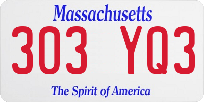 MA license plate 303YQ3