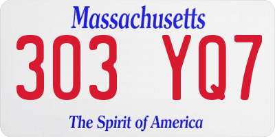 MA license plate 303YQ7