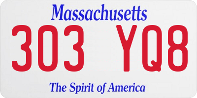 MA license plate 303YQ8
