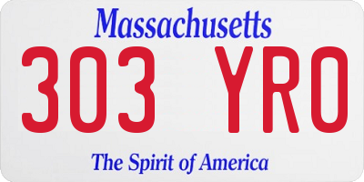 MA license plate 303YR0