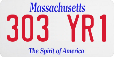 MA license plate 303YR1