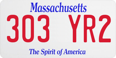 MA license plate 303YR2