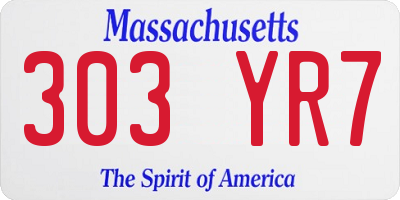 MA license plate 303YR7