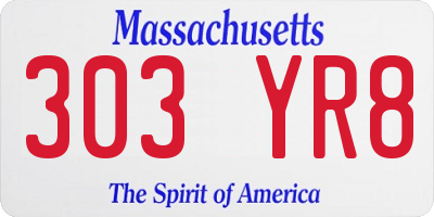 MA license plate 303YR8