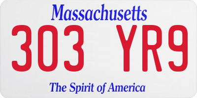 MA license plate 303YR9