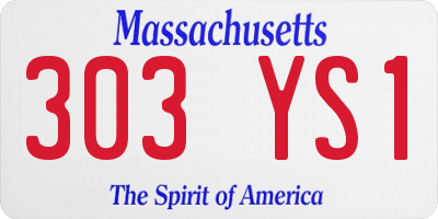 MA license plate 303YS1