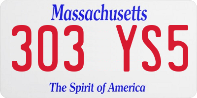 MA license plate 303YS5