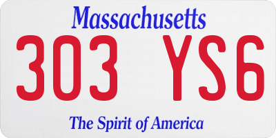MA license plate 303YS6
