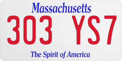 MA license plate 303YS7