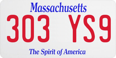 MA license plate 303YS9