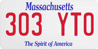 MA license plate 303YT0
