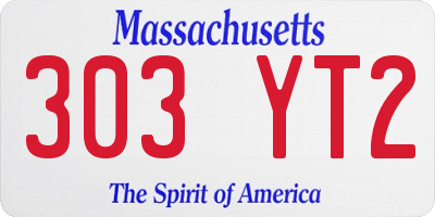 MA license plate 303YT2