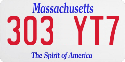 MA license plate 303YT7