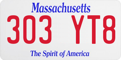 MA license plate 303YT8