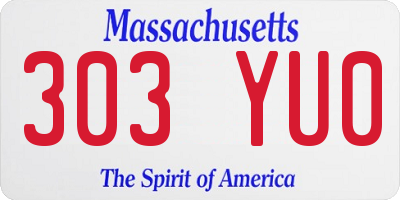 MA license plate 303YU0