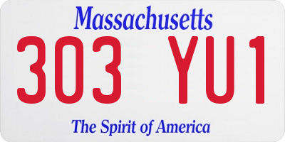 MA license plate 303YU1