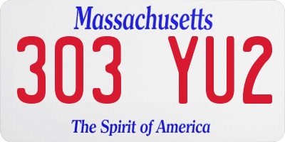 MA license plate 303YU2
