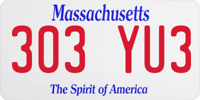MA license plate 303YU3