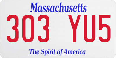 MA license plate 303YU5