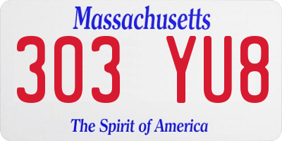 MA license plate 303YU8